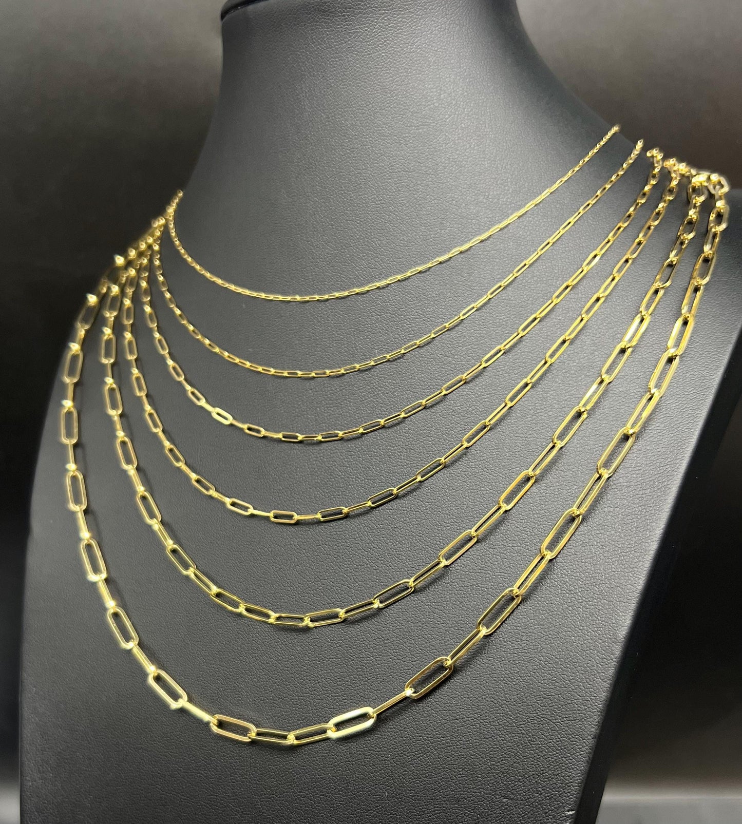 14k SOLID Gold Italian Style Paperclip Chain, 1.2mm - 4.2mm Necklace, Dainty 14k Gold Paperclip Necklace, 14k Solid Gold Paperclips Necklace