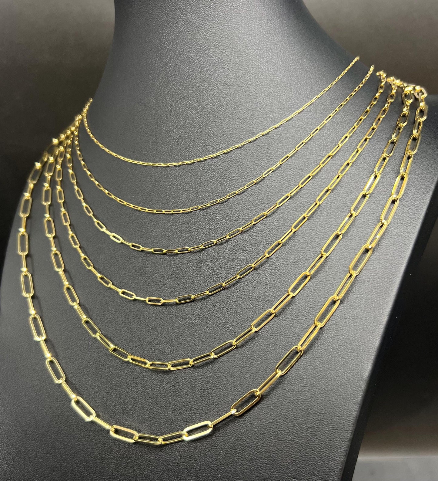 14k SOLID Gold Italian Style Paperclip Chain, 1.2mm - 4.2mm Necklace, Dainty 14k Gold Paperclip Necklace, 14k Solid Gold Paperclips Necklace