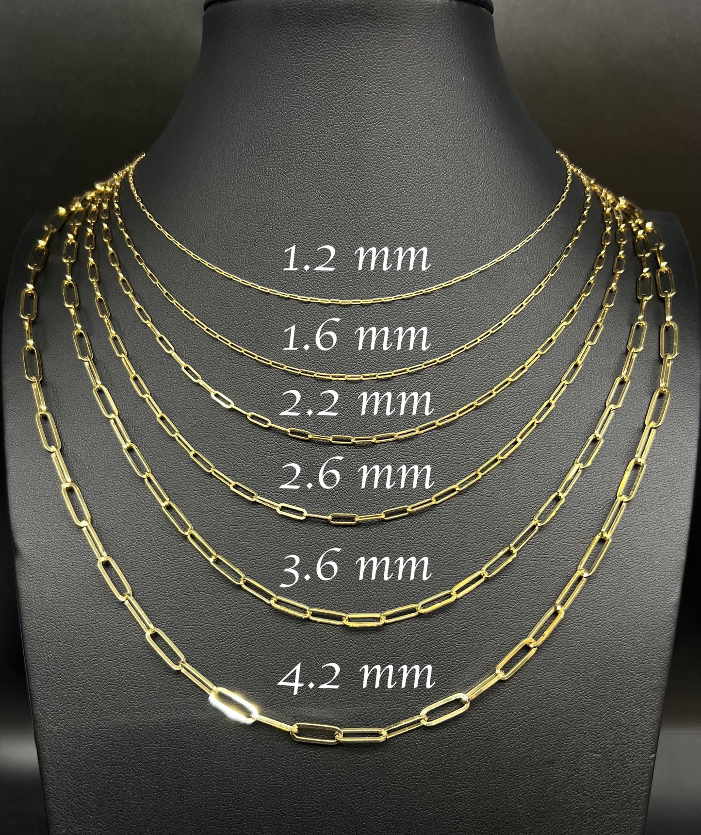 14k SOLID Gold Italian Style Paperclip Chain, 1.2mm - 4.2mm Necklace, Dainty 14k Gold Paperclip Necklace, 14k Solid Gold Paperclips Necklace