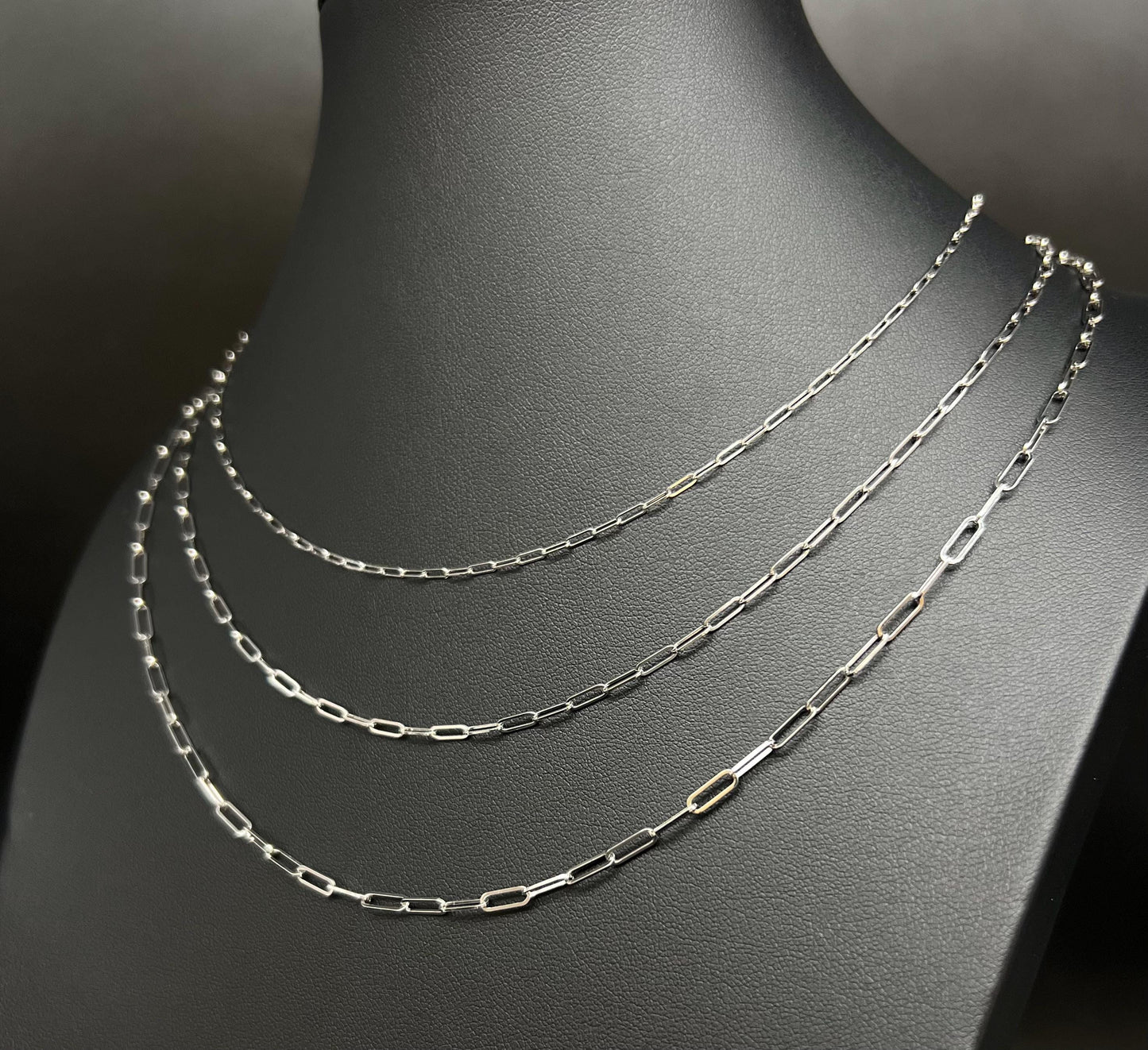 14k SOLID White Gold Italian Style Paperclip Chain, Dainty 14k Gold Paperclip Necklace, 14k White Gold Paperclips Necklace