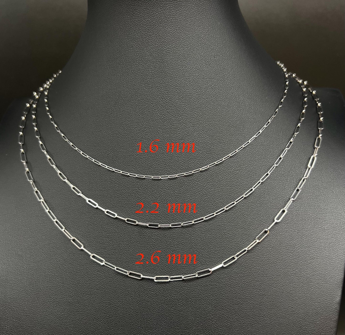 14k SOLID White Gold Italian Style Paperclip Chain, Dainty 14k Gold Paperclip Necklace, 14k White Gold Paperclips Necklace