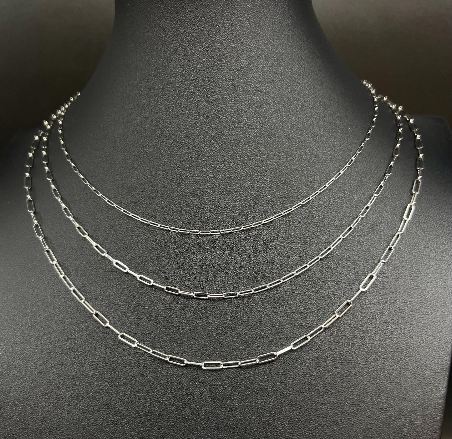 14k SOLID White Gold Italian Style Paperclip Chain, Dainty 14k Gold Paperclip Necklace, 14k White Gold Paperclips Necklace