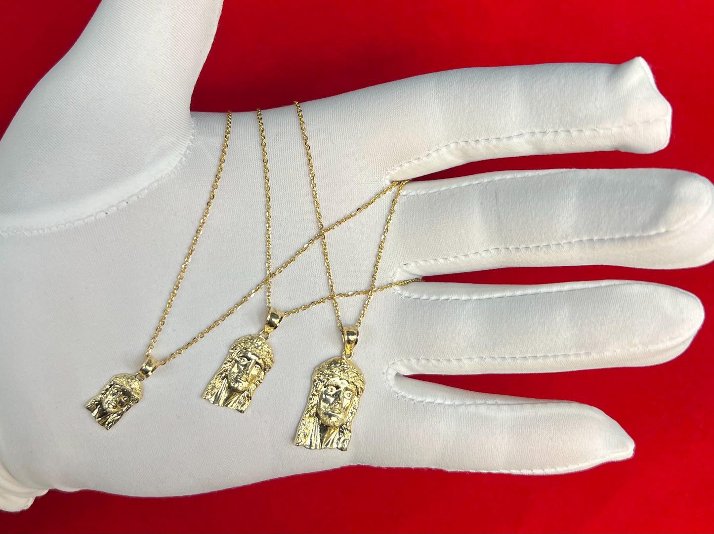 10k Real Solid Gold Jesus Head Pendant Necklace, 1.2mm Cable Chain, Unisex Jesus Head Charm, Religious Gold Gift Jewelry