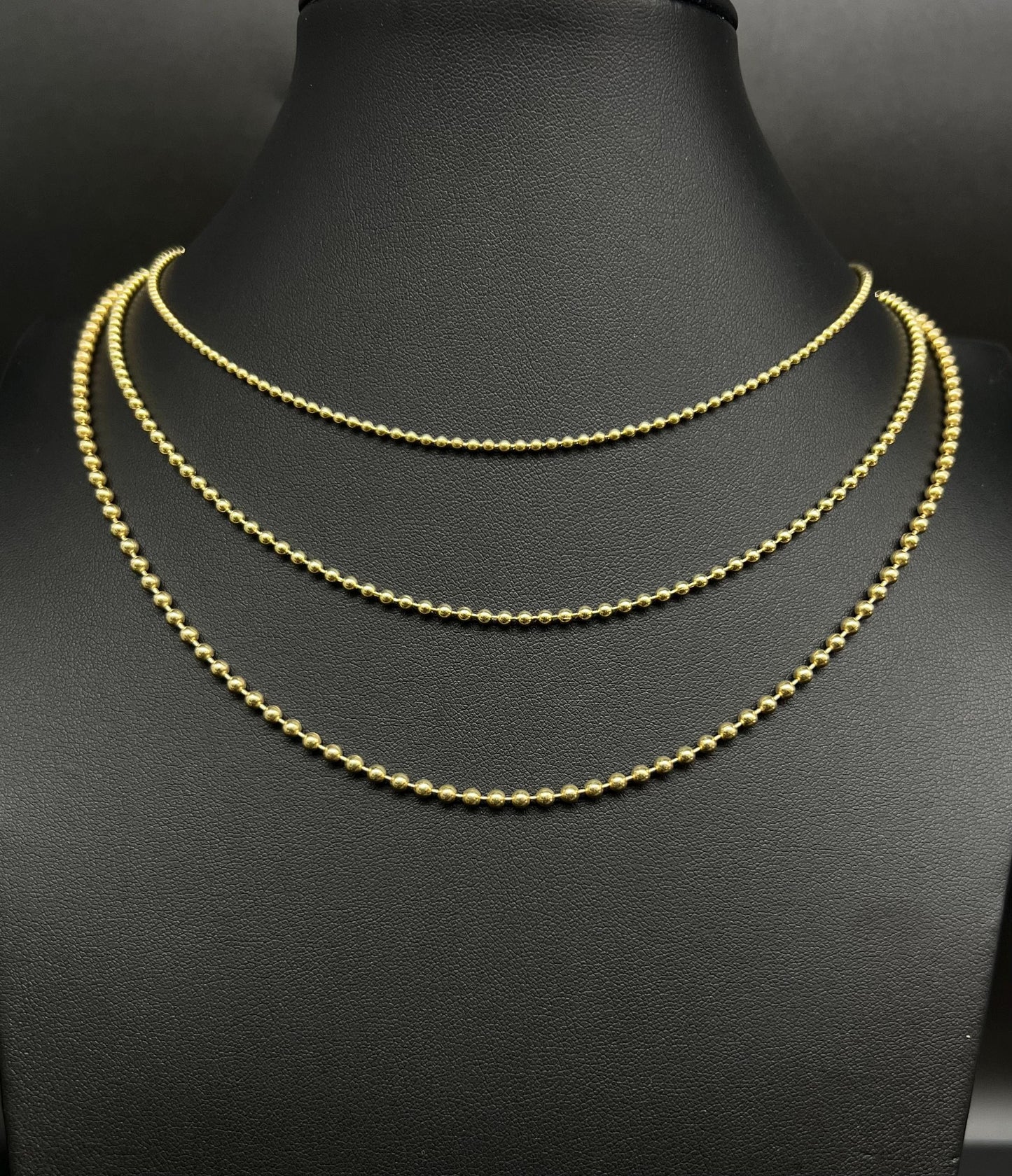 SOLID 10K Real Yellow Gold Bead Ball Chain Necklace ,2mm ,2.5mm, 3mm Ball Chain Necklace , Real 10k Gold Beaded Chain , Women, Men