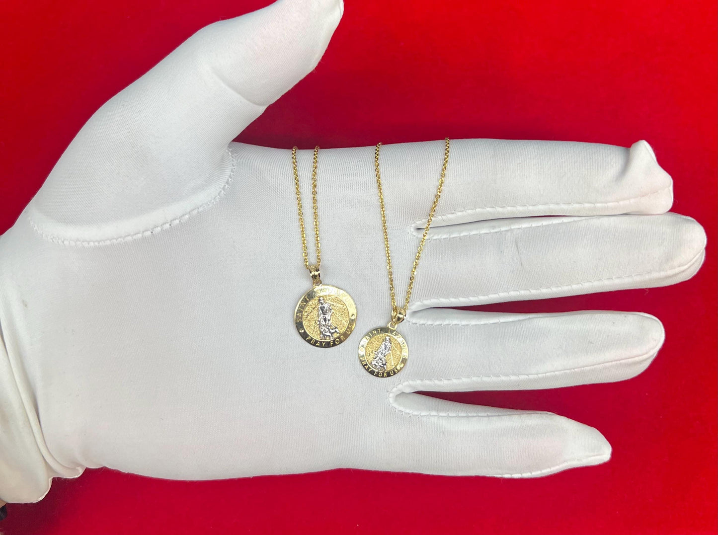 10k Solid Gold Saint Lazarus Pendant Necklace, 1.2mm Cable Chain, Unisex Charm, Religious Gold Gift Jewelry, 10k Saint Lazarus Charm