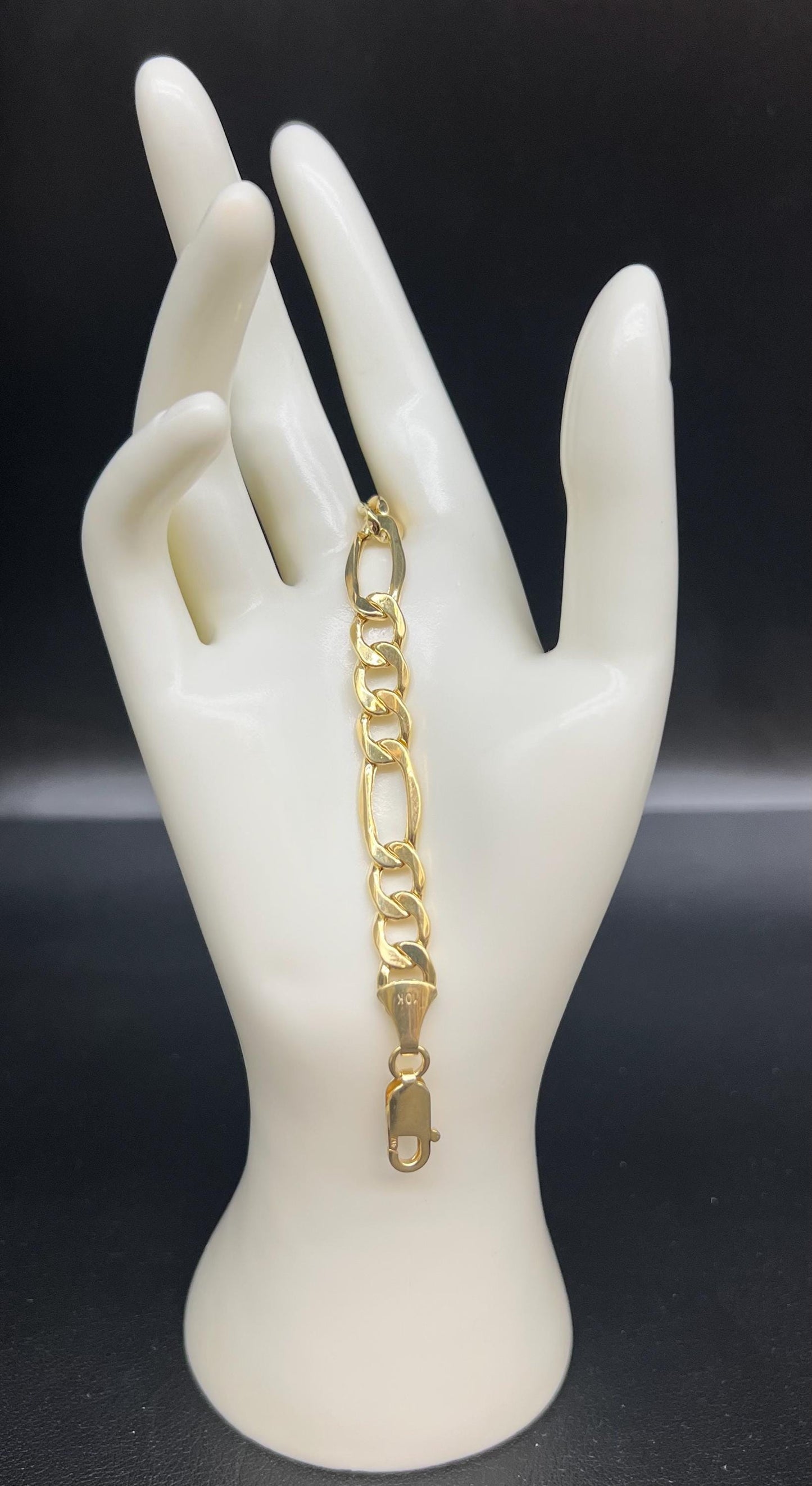 10K Yellow Gold Figaro Chain Bracelet 2mm–9mm, Real 10K Gold Bracelet, Unisex Men Women Gold Jewelry, Figaro Bracelet