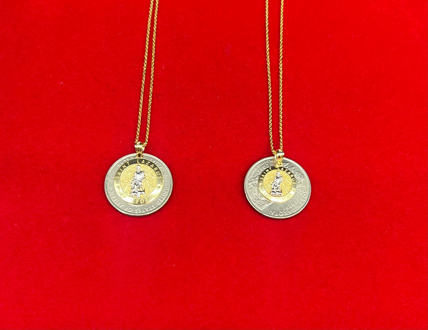 10k Solid Gold Saint Lazarus Pendant Necklace, 1.2mm Cable Chain, Unisex Charm, Religious Gold Gift Jewelry, 10k Saint Lazarus Charm