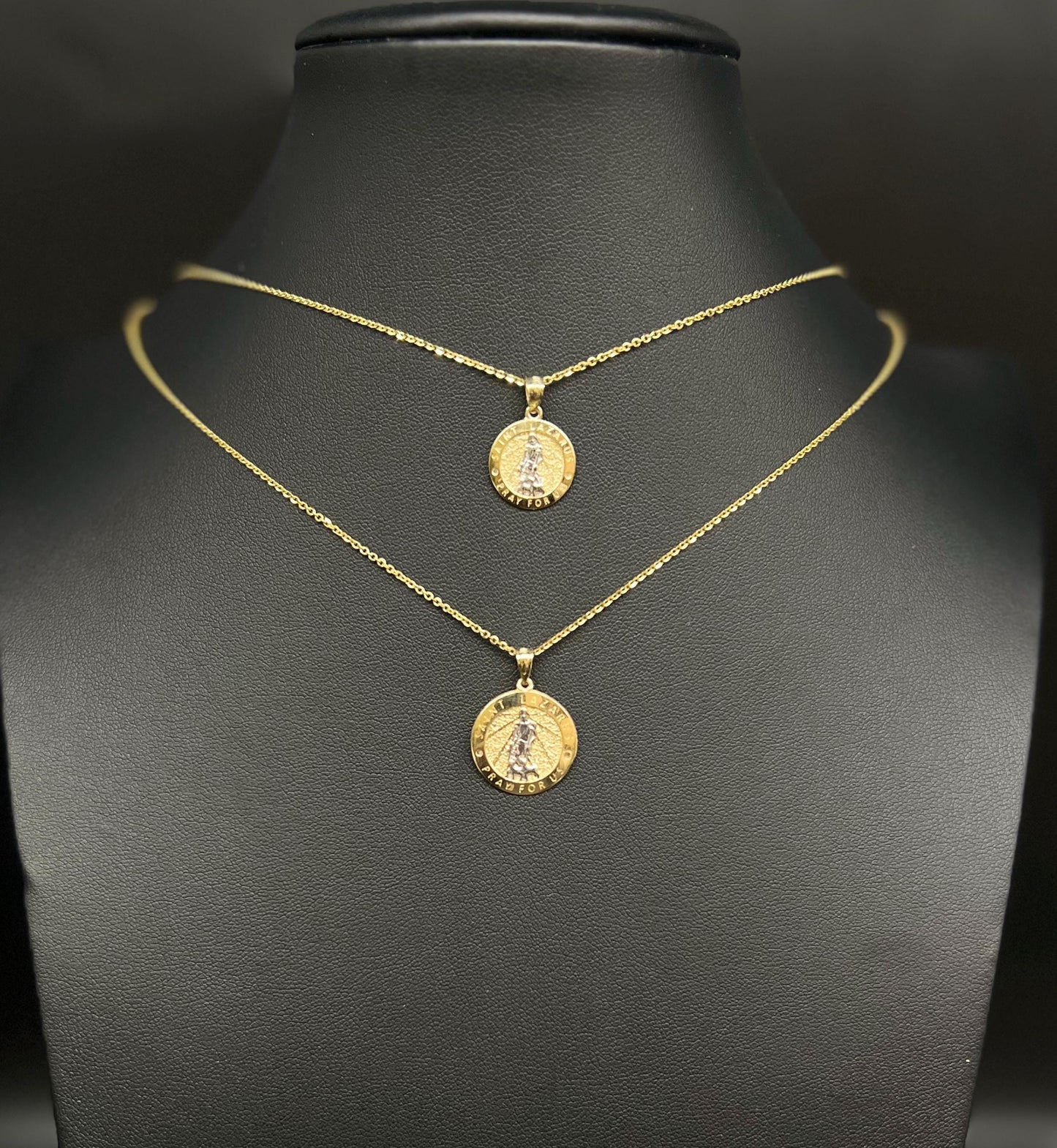 10k Solid Gold Saint Lazarus Pendant Necklace, 1.2mm Cable Chain, Unisex Charm, Religious Gold Gift Jewelry, 10k Saint Lazarus Charm