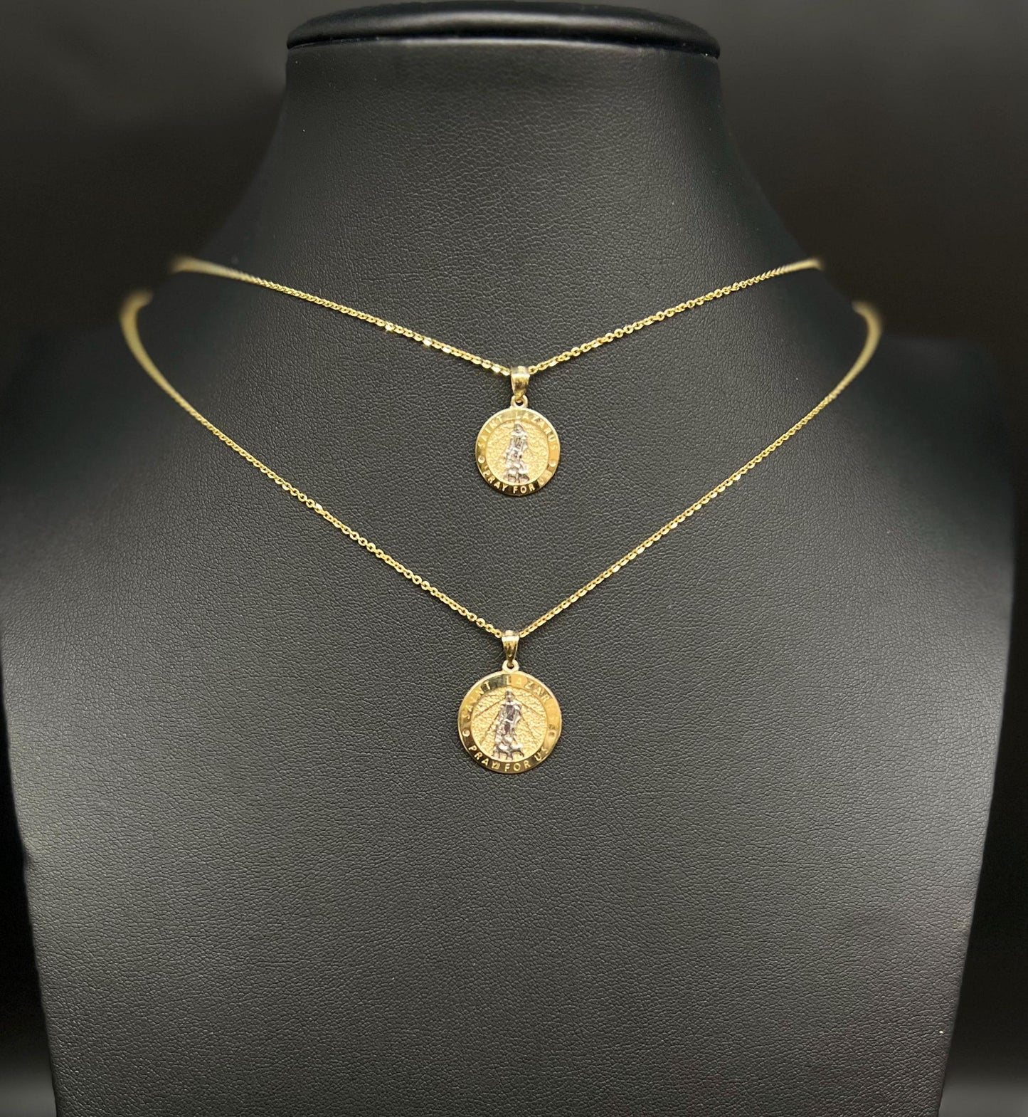 10k Solid Gold Saint Lazarus Pendant Necklace, 1.2mm Cable Chain, Unisex Charm, Religious Gold Gift Jewelry, 10k Saint Lazarus Charm