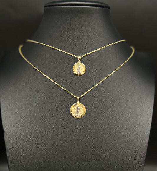 10k Solid Gold Saint Lazarus Pendant Necklace, 1.2mm Cable Chain, Unisex Charm, Religious Gold Gift Jewelry, 10k Saint Lazarus Charm