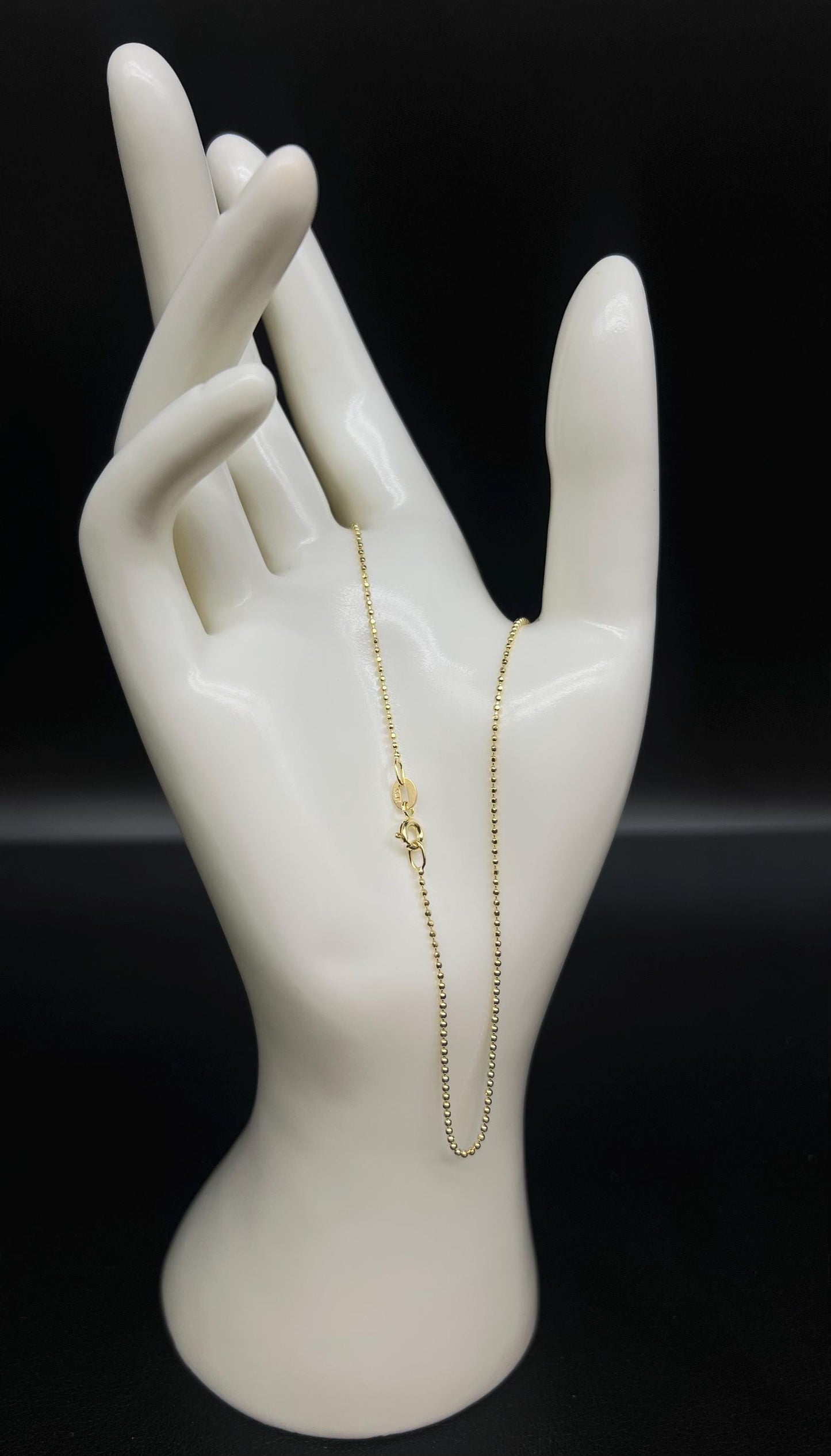 14K Solid Gold Bead Ball Chain Necklace , 1.2mm Ball Chain Necklace , Real 14k Solid Gold Beaded Chain , Women, Men, 14k Gold Ball Chain