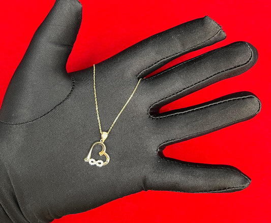 14K Solid Gold Infinity Heart Necklace, 14K SOLID Gold Infinity Heart Charm, 14k 1.3mm Cable Chain Necklace, Dainty Gold Necklace for Women