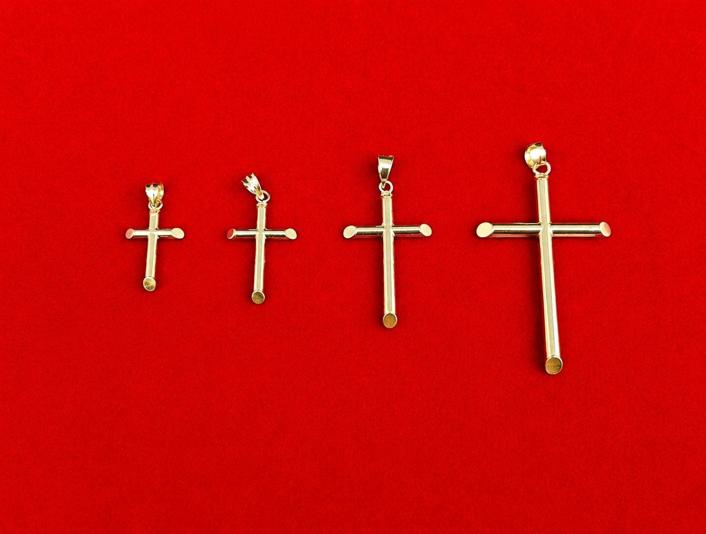 10K Real Gold Cross Pendant, 10K Plain Gold Cross Charm, 10K Religious Gold Pendant, 10K Jesus Cross Pendant for Men Women