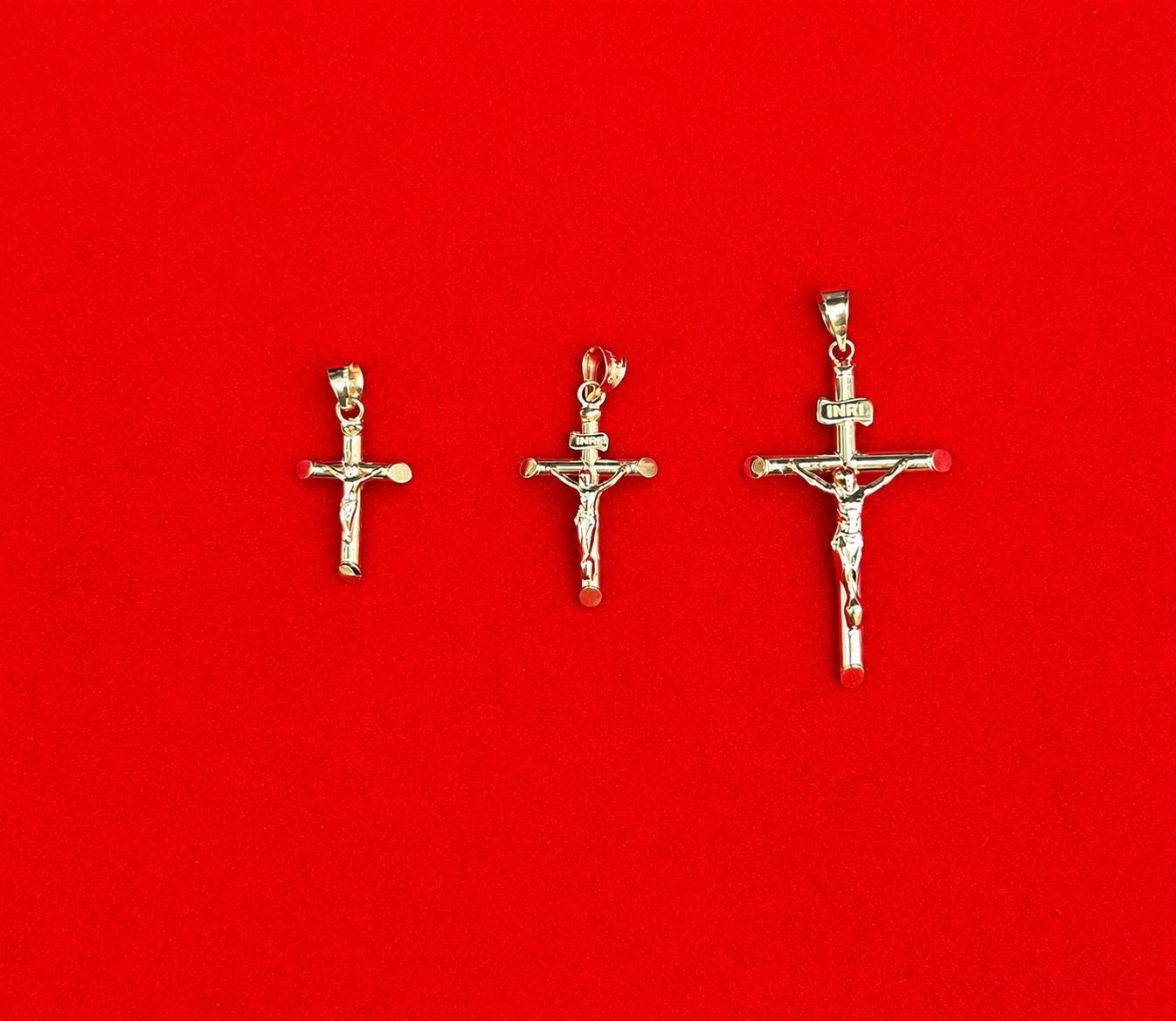 10K Real Gold Crucifix Cross Pendant, 10k Jesus Cross Charm,10k Religious Gold Pendant,10k Solid Gold  Christian Jewelry for Men Women