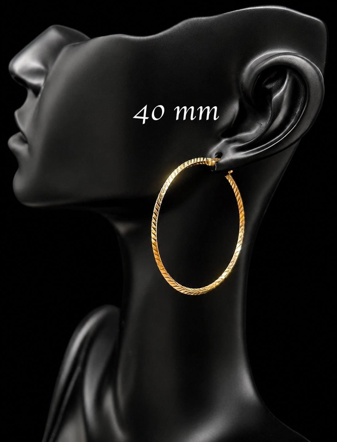 14K Solid Gold Tricolor Hoop Earrings, Diamond Cut Gold Hoops 20mm-45mm, Real Tricolor Gold Earrings for Women, 14k Tricolor Gold