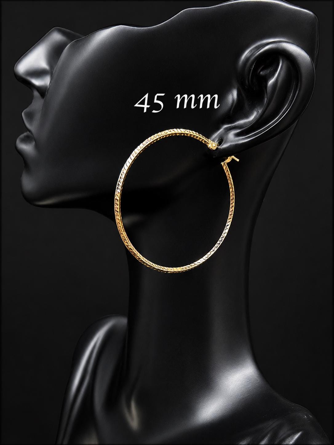 14K Solid Gold Tricolor Hoop Earrings, Diamond Cut Gold Hoops 20mm-45mm, Real Tricolor Gold Earrings for Women, 14k Tricolor Gold