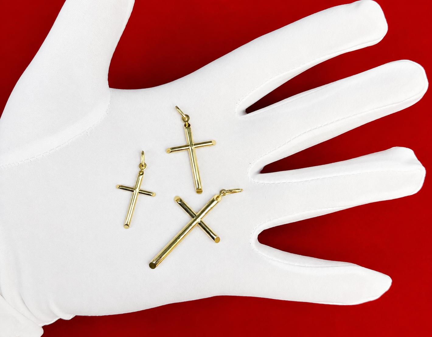 14K Real Gold Cross Pendant, 14K Plain Gold Cross Charm, 14K Religious Gold Pendant, 14K Jesus Cross Pendant for Men Women