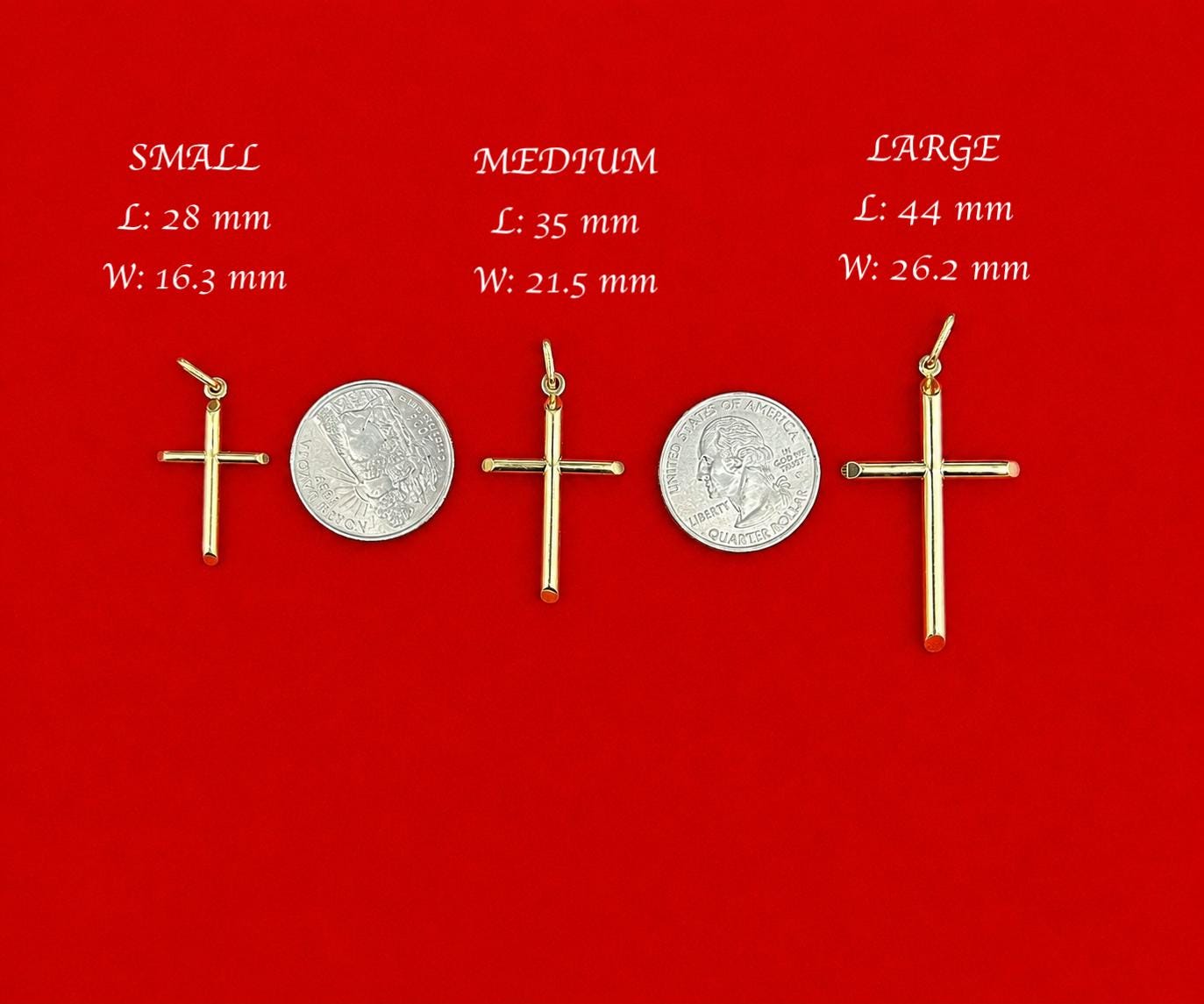 14K Real Gold Cross Pendant, 14K Plain Gold Cross Charm, 14K Religious Gold Pendant, 14K Jesus Cross Pendant for Men Women