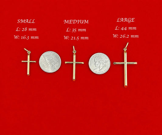 14K Real Gold Cross Pendant, 14K Plain Gold Cross Charm, 14K Religious Gold Pendant, 14K Jesus Cross Pendant for Men Women