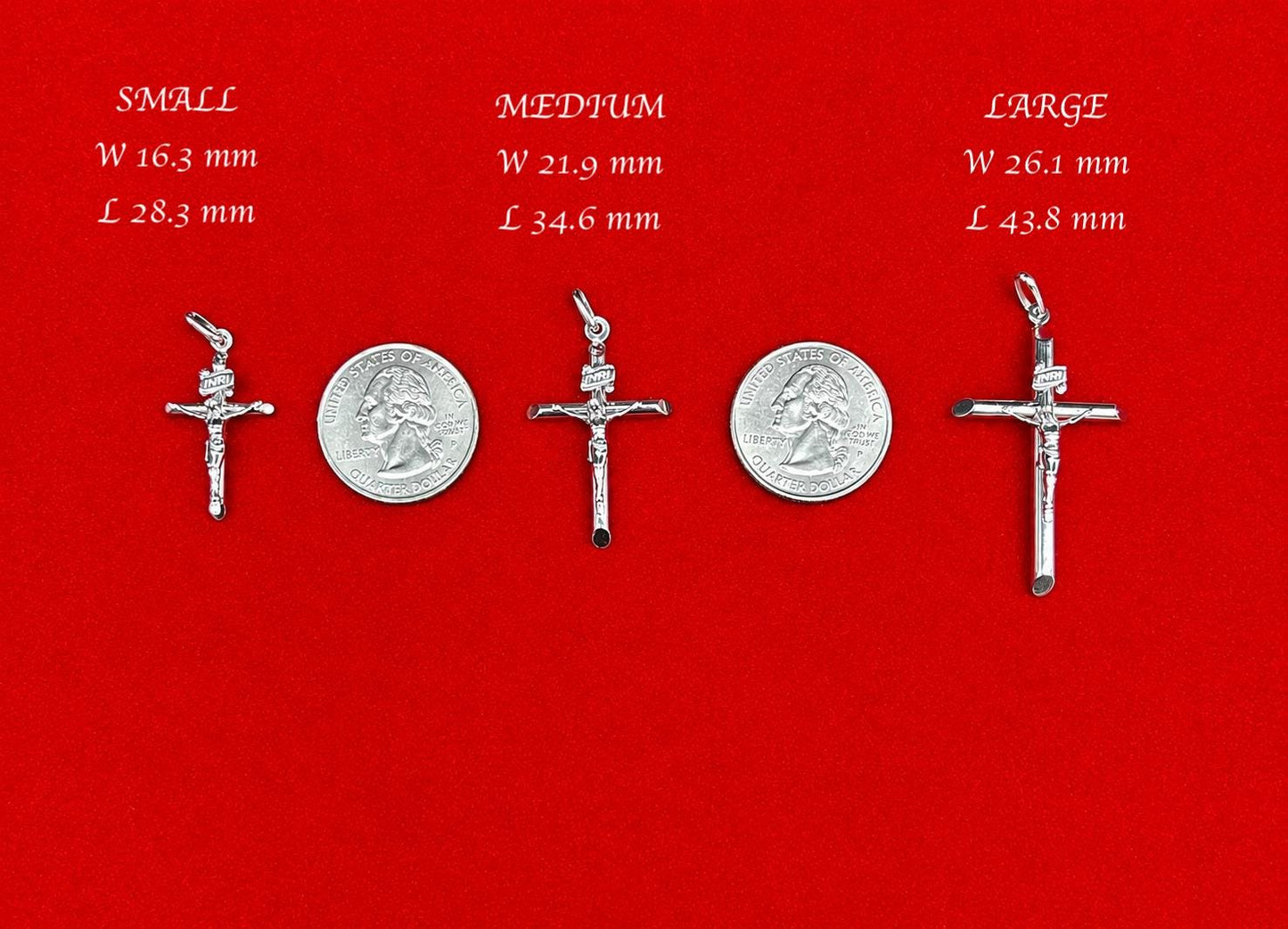 10K Real WHITE Gold Crucifix Cross Pendant, Jesus Cross Pendant, Real Gold Religious Pendant, Catholic Cross Charm, Religious Faith Jewelry
