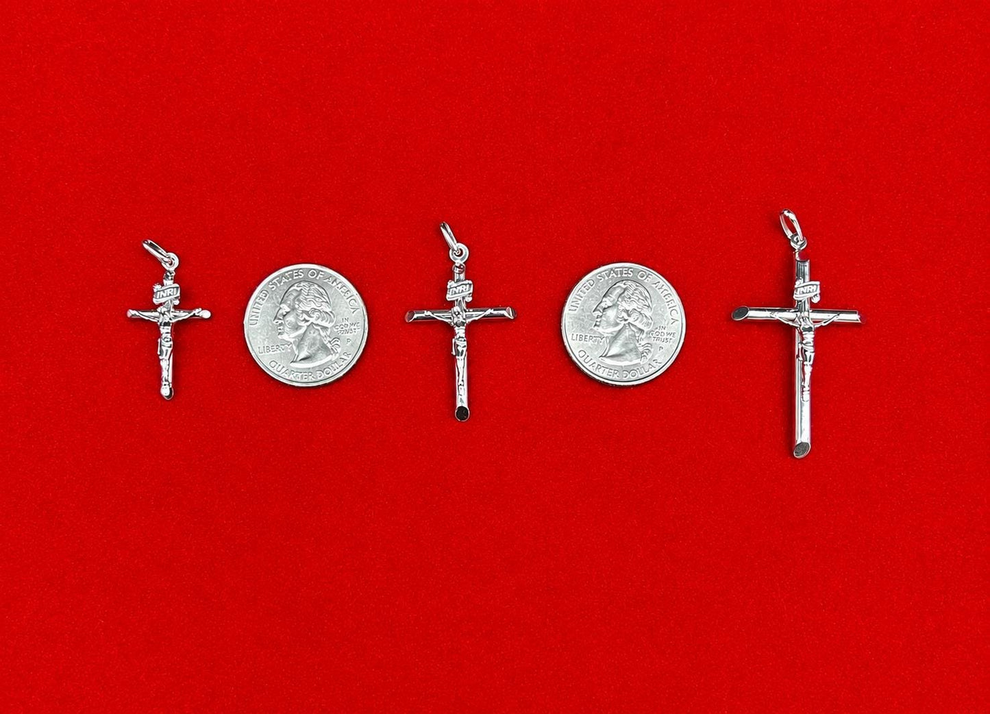 10K Real WHITE Gold Crucifix Cross Pendant, Jesus Cross Pendant, Real Gold Religious Pendant, Catholic Cross Charm, Religious Faith Jewelry