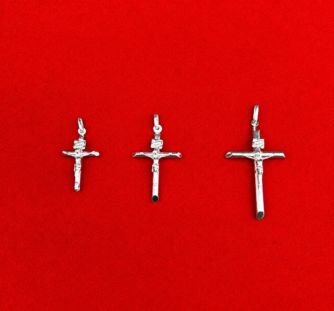 10K Real WHITE Gold Crucifix Cross Pendant, Jesus Cross Pendant, Real Gold Religious Pendant, Catholic Cross Charm, Religious Faith Jewelry