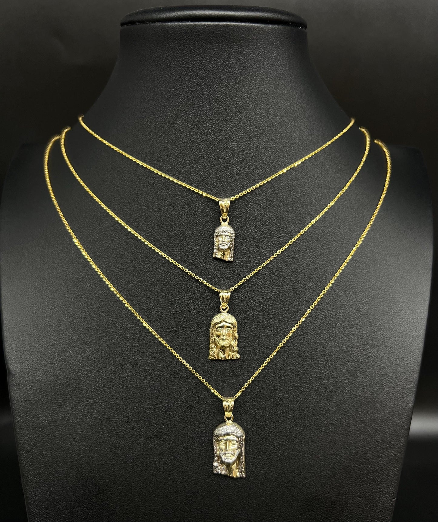 10k Real Solid Gold Jesus Head Pendant Necklace, 1.2mm Cable Chain, Unisex Jesus Head Charm, Religious Gold Gift Jewelry