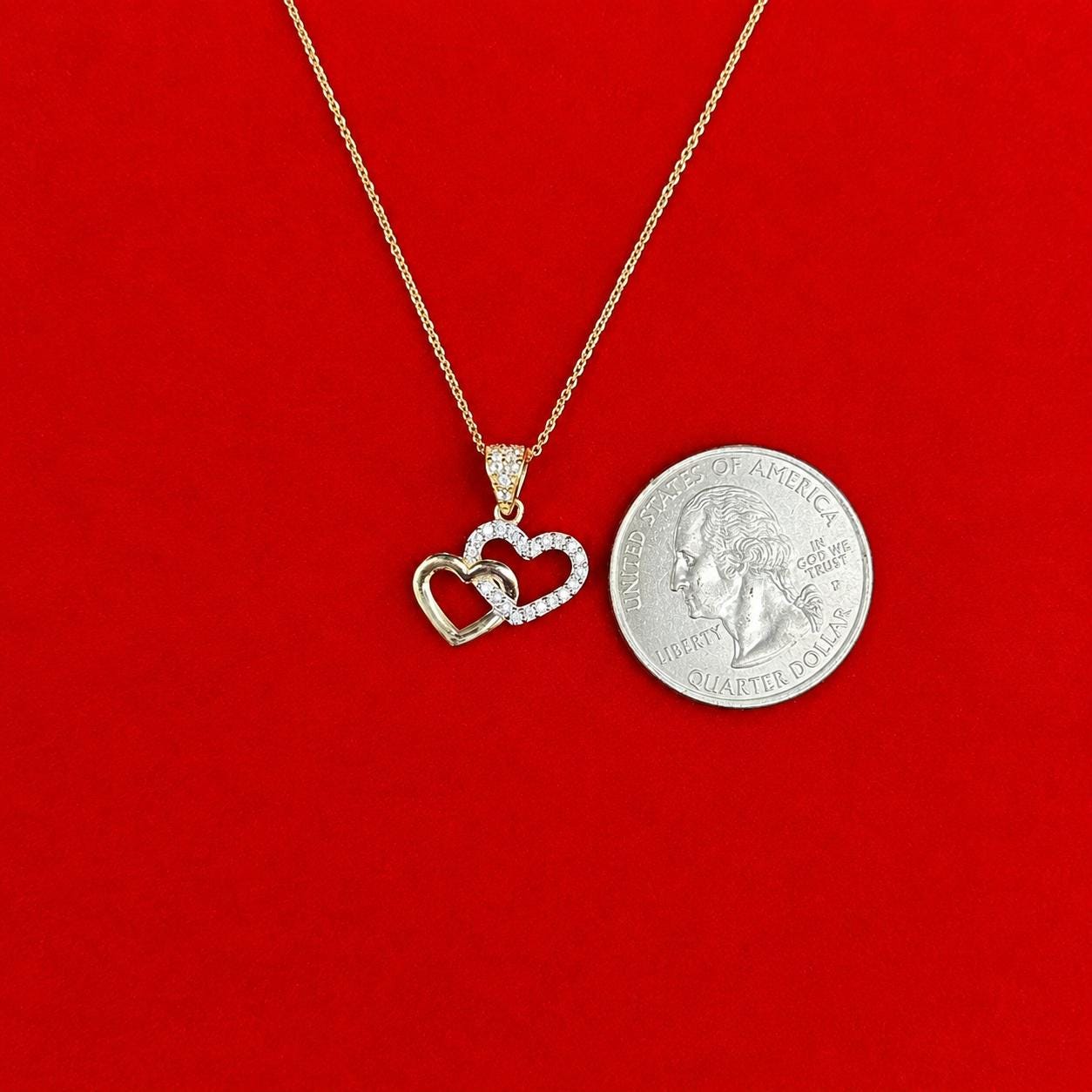 14k Real Gold Heart Necklace,14K Real SOLID Gold Heart Charm, 14k Real Gold 1 mm Cable  Chain Necklace, Gold Heart Pendant, Valentine's day
