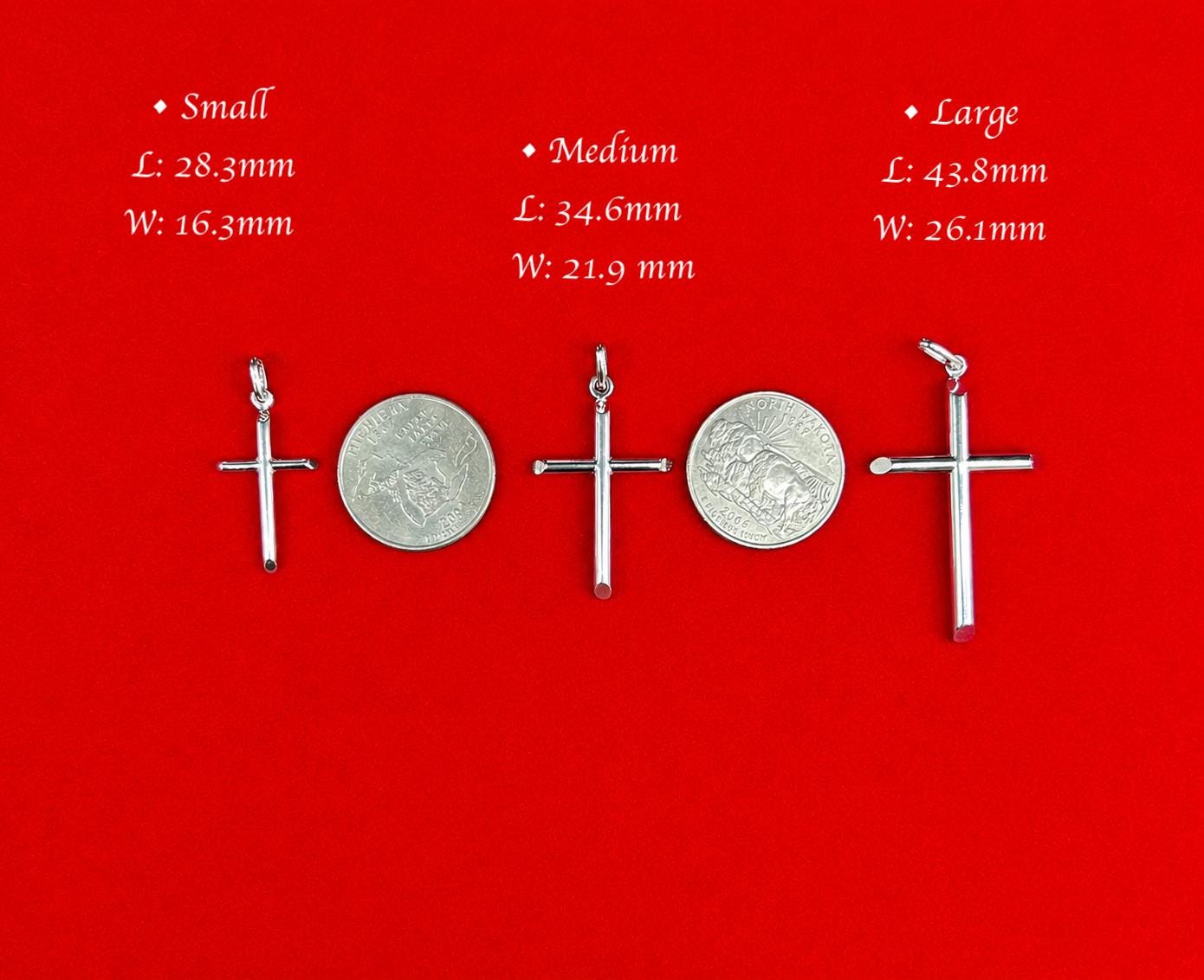 10K Real Solid Gold Cross Pendant, 10K WHITE Gold Plain Cross Charm, 10K Religious Gold Pendant, Religious Faith Jewelry for Men Women