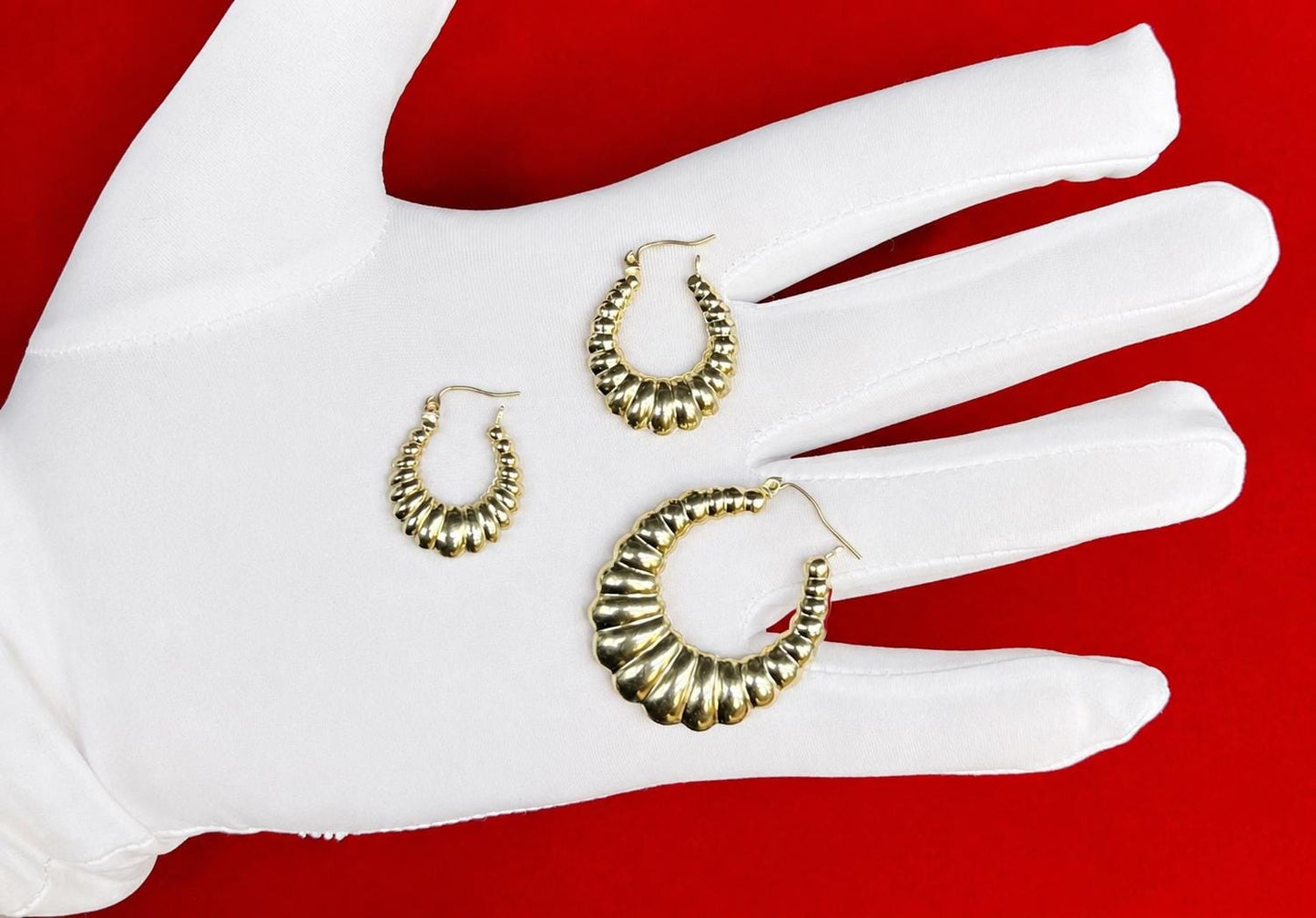 10k Real Solid Gold Croissant Hoop Earrings,10k Gold Puffed Hoop Earring,10k  Gold Hoop Earrings,Women Earrings, 10k Solid Gold Hoop Earring