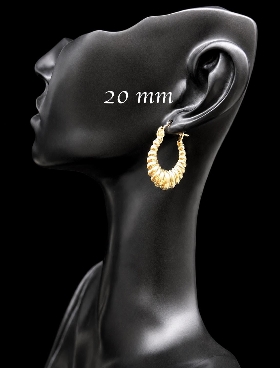 10k Real Solid Gold Croissant Hoop Earrings,10k Gold Puffed Hoop Earring,10k  Gold Hoop Earrings,Women Earrings, 10k Solid Gold Hoop Earring