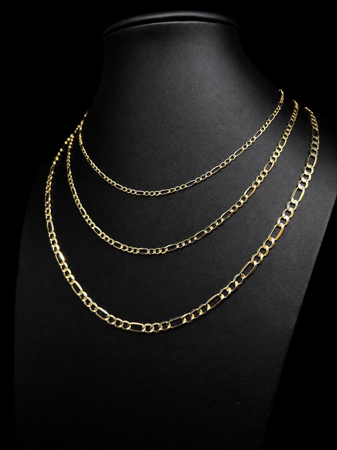 14K SOLID gold Figaro Chain Necklace , 14k Yellow Gold Link Chain, Real 14K SOLID Gold Chain, 14k Real Gold Figaro Chain, Men, Women