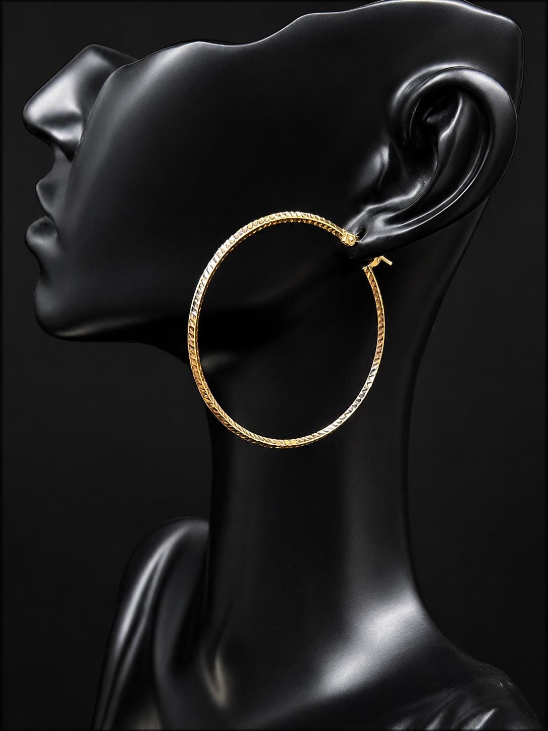 14K Solid Gold Tricolor Hoop Earrings, Diamond Cut Gold Hoops 20mm-45mm, Real Tricolor Gold Earrings for Women, 14k Tricolor Gold