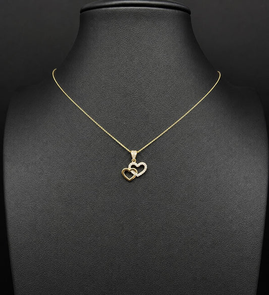 14k Real Gold Heart Necklace,14K Real SOLID Gold Heart Charm, 14k Real Gold 1 mm Cable  Chain Necklace, Gold Heart Pendant, Valentine's day
