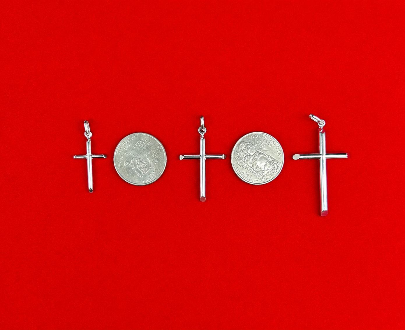 10K Real Solid Gold Cross Pendant, 10K WHITE Gold Plain Cross Charm, 10K Religious Gold Pendant, Religious Faith Jewelry for Men Women