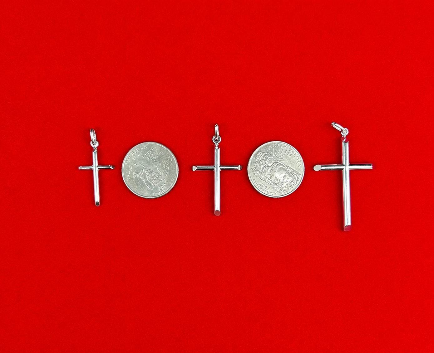 10K Real Solid Gold Cross Pendant, 10K WHITE Gold Plain Cross Charm, 10K Religious Gold Pendant, Religious Faith Jewelry for Men Women