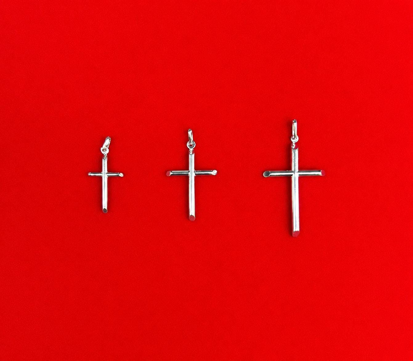 10K Real Solid Gold Cross Pendant, 10K WHITE Gold Plain Cross Charm, 10K Religious Gold Pendant, Religious Faith Jewelry for Men Women