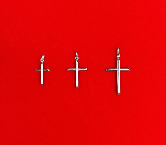 10K Real Solid Gold Cross Pendant, 10K WHITE Gold Plain Cross Charm, 10K Religious Gold Pendant, Religious Faith Jewelry for Men Women
