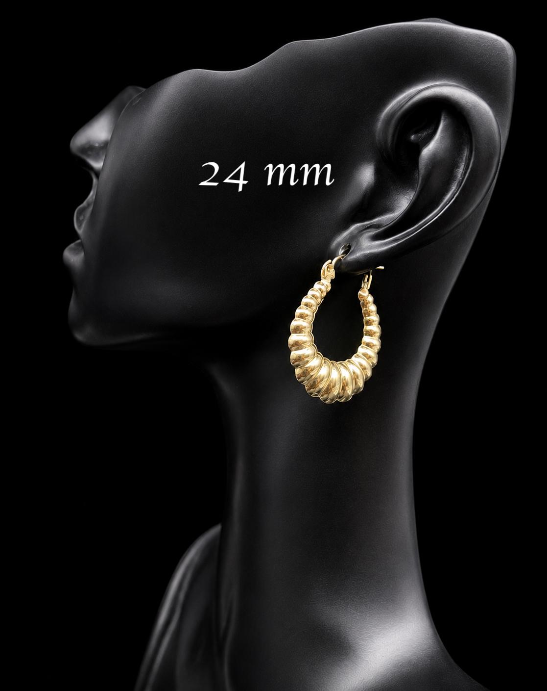 10k Real Solid Gold Croissant Hoop Earrings,10k Gold Puffed Hoop Earring,10k  Gold Hoop Earrings,Women Earrings, 10k Solid Gold Hoop Earring
