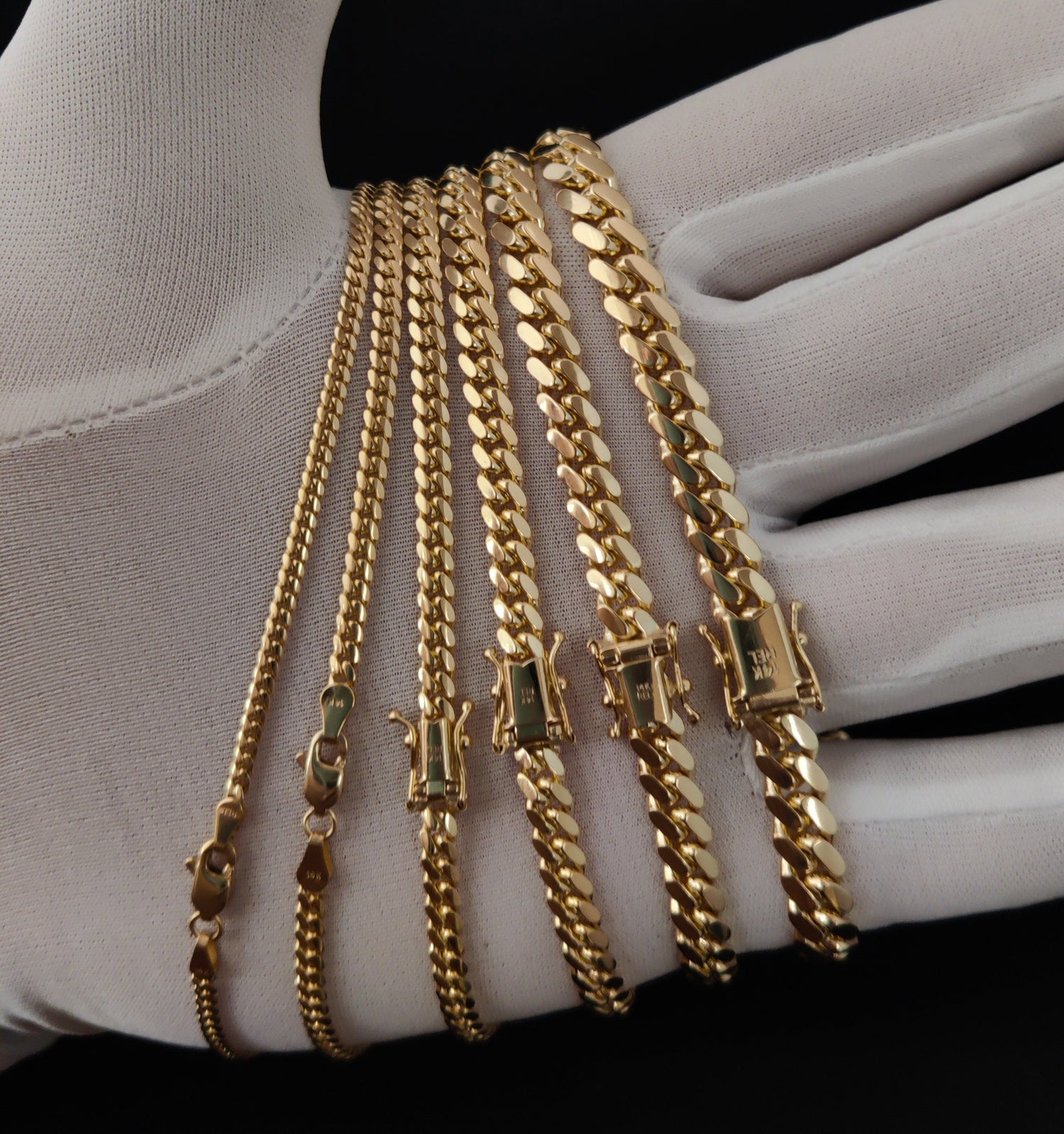 14k Real Gold Miami Cuban Link Chain Necklace 2.6mm - 7mm, Real 14K Yellow Gold,Man Gold Chain,Ladies Gold Chain, Heavy 14k Gold Chain - BosphorusGold