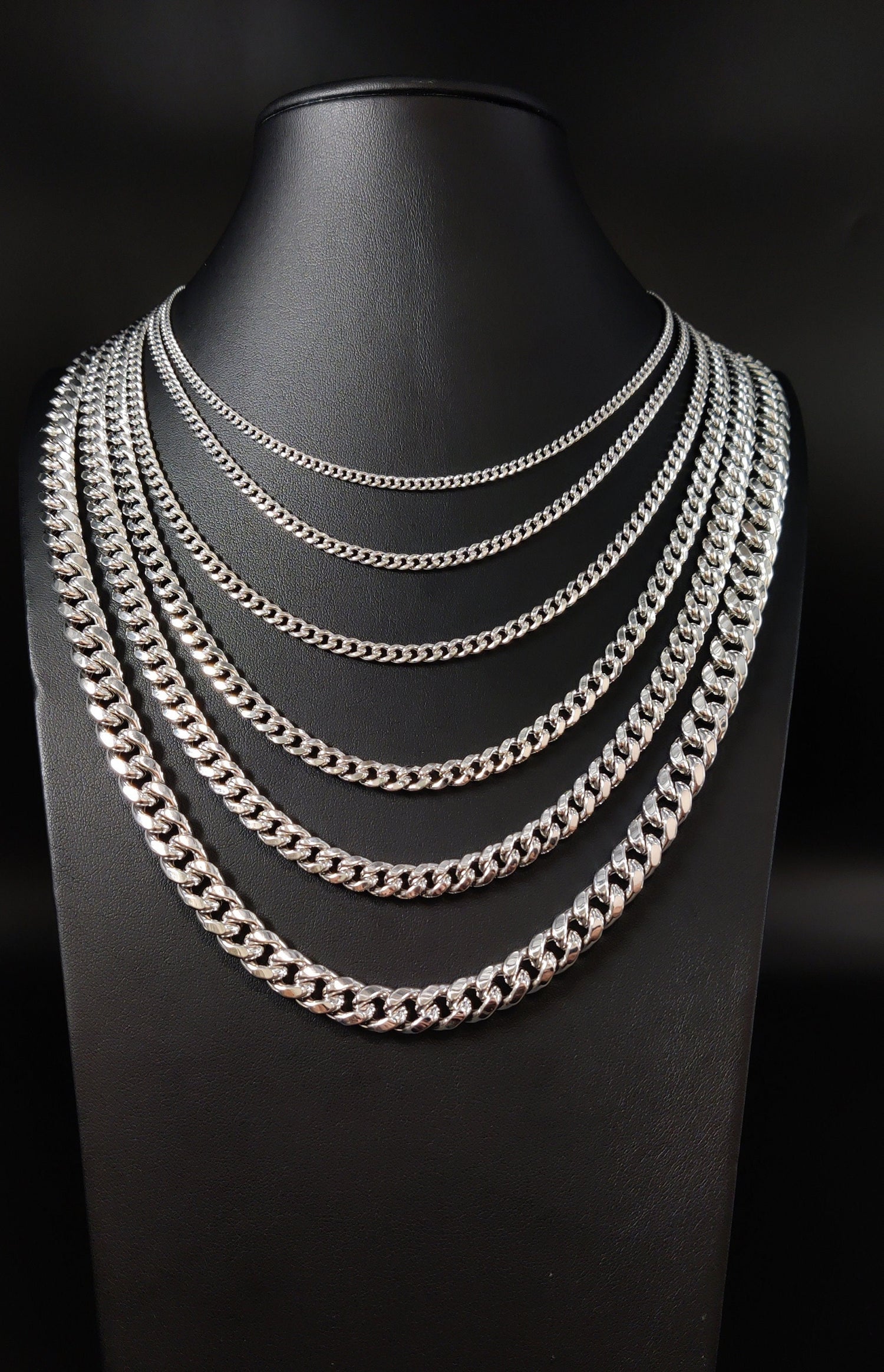10K White Gold Cable Link Womens Chain 1.5 mm 18 Inches